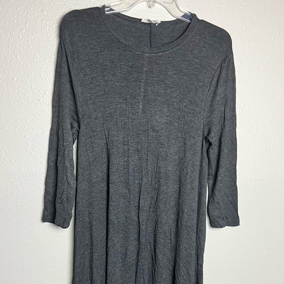 3/4 sleeves long maxi dress dark gray - Picture 7 of 11